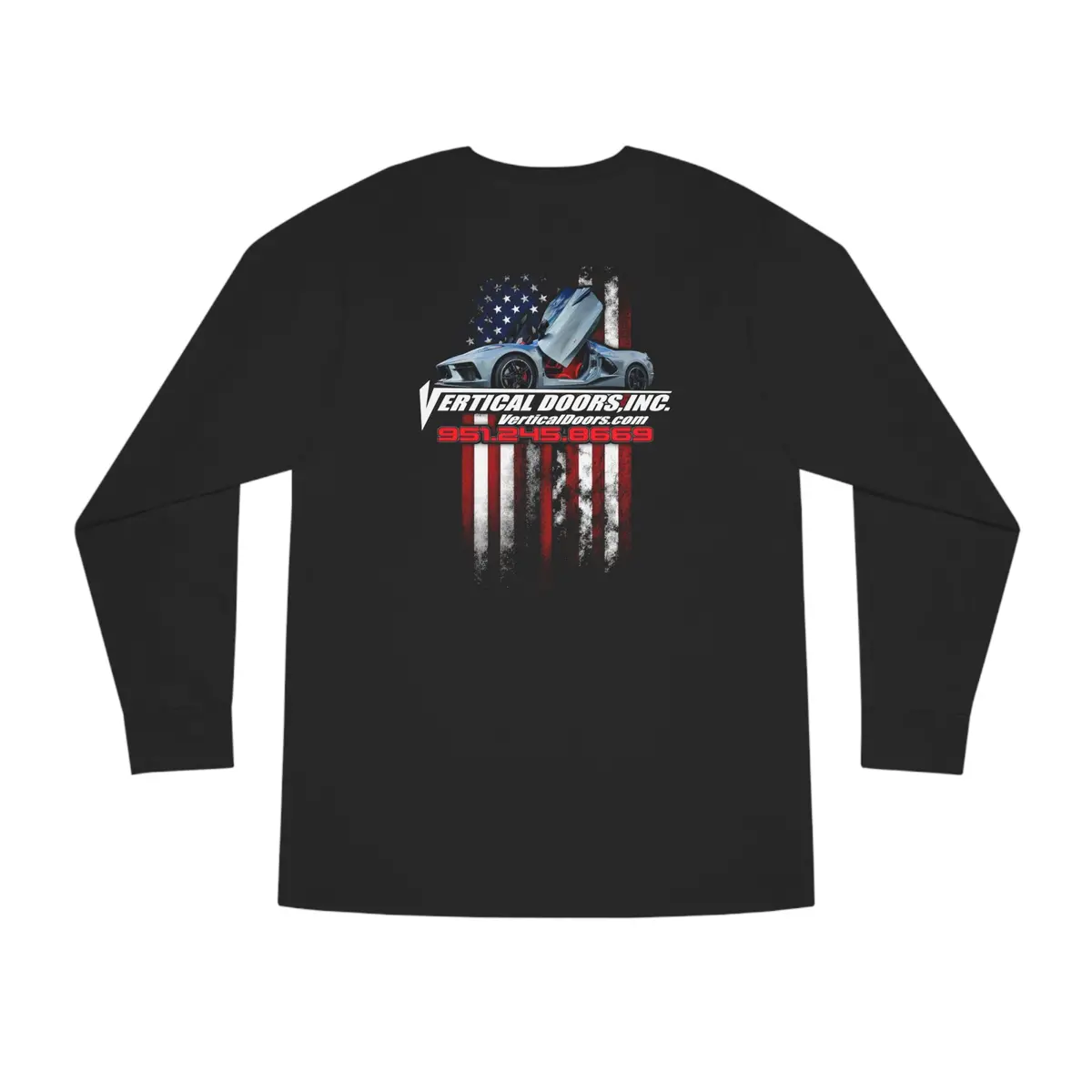Pullovers - Chevrolet Corvette C8 Usa Color Flag V - Long Sleeve Crewneck Tee 1