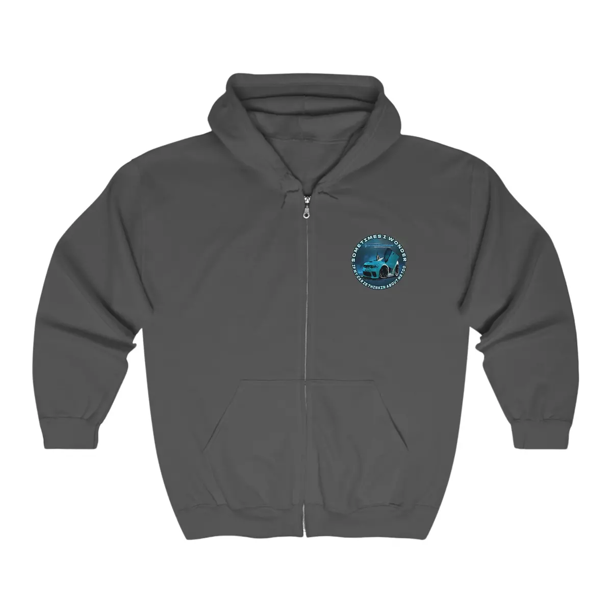 Zip Up Hoodies - Dodge Charger Sharkbait_717 - Sometimes I Wonder If My Car Is Thinking About Me Too - Unisex Heavy Blend™ Full Zip Hooded Sweatshirt 6