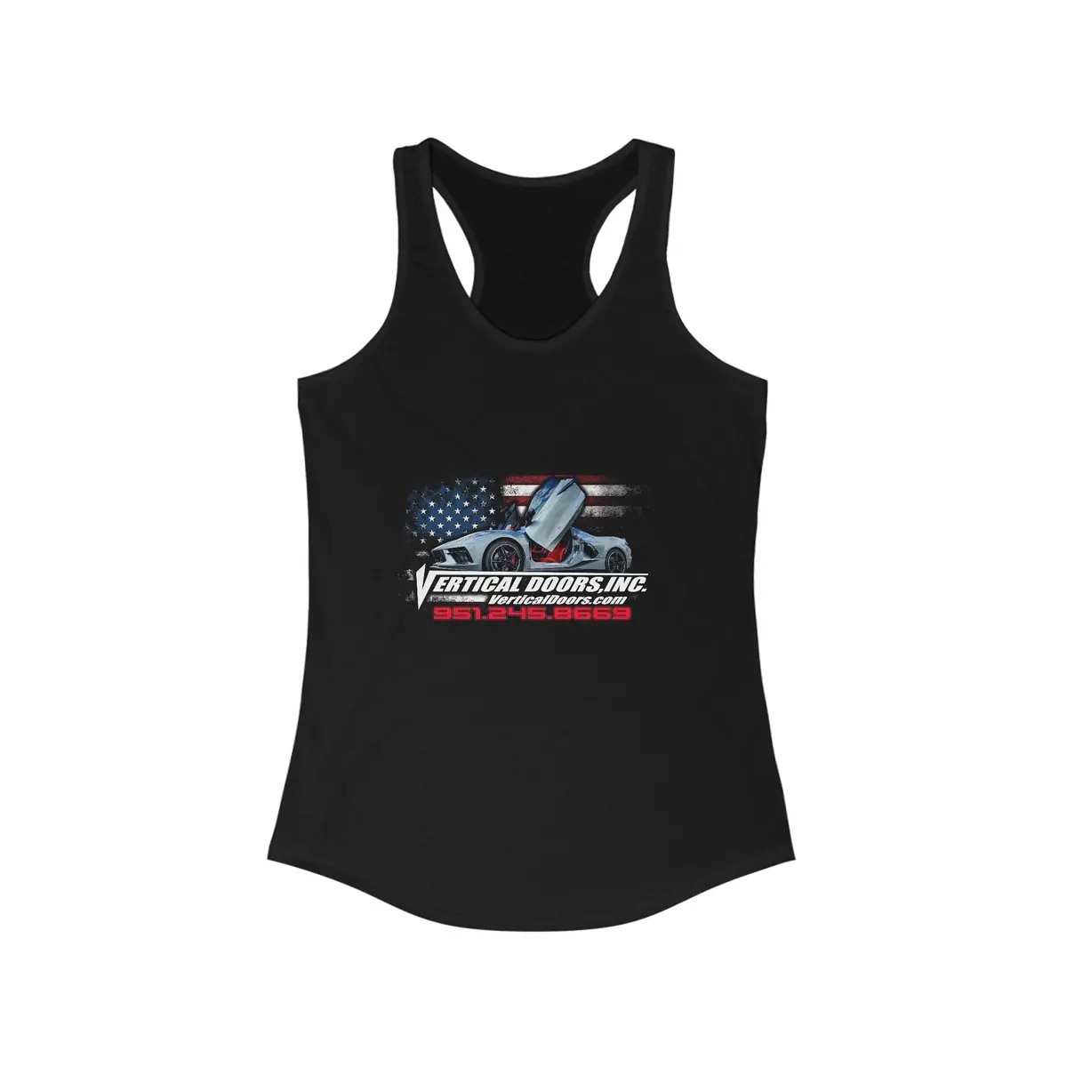 Women's Tank Tops - Chevrolet Corvette C8 Usa Color Flag - Women's Ideal Racerback Tank 1