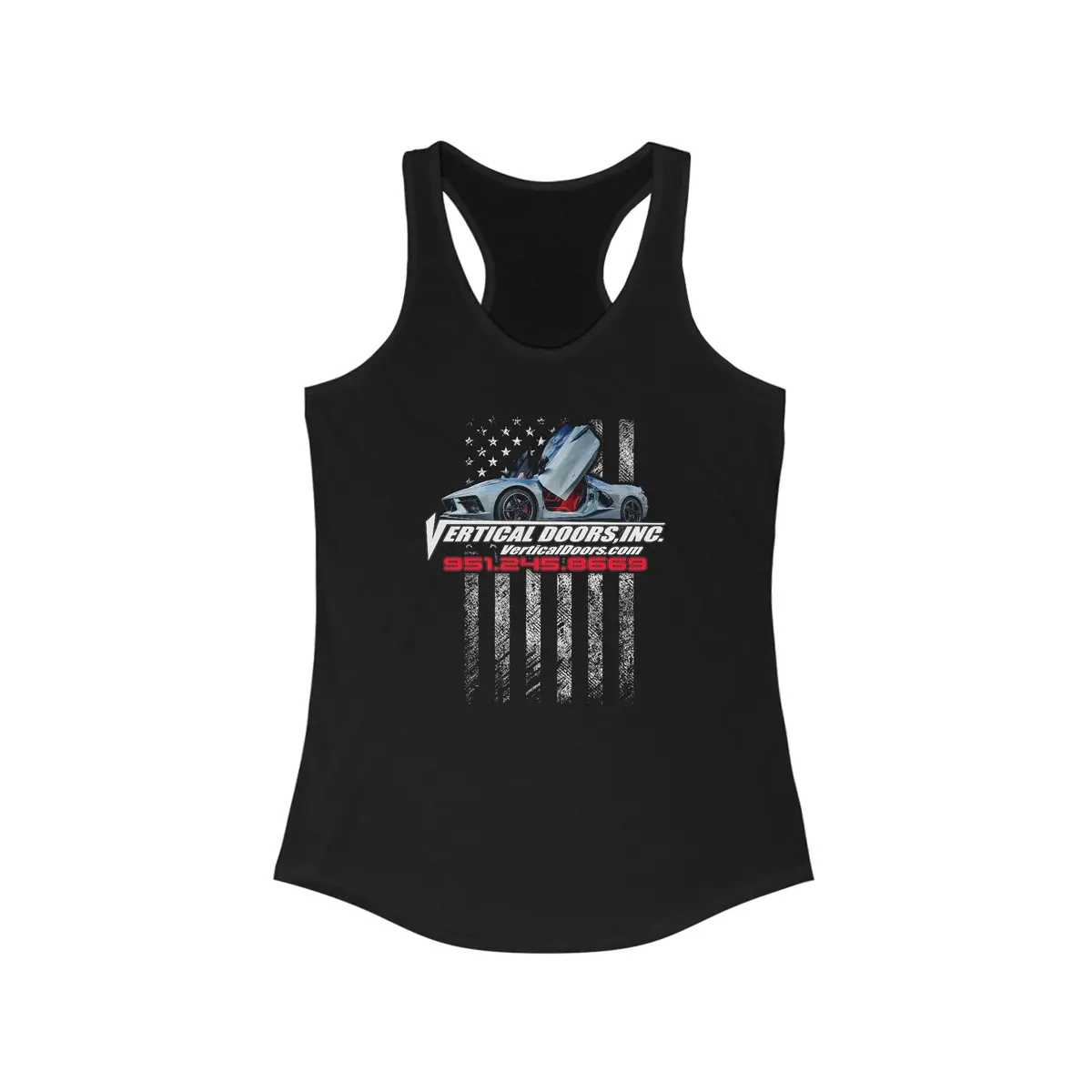 Women's Tank Tops - Corvette C8 Usa Flag Vertical V - Women's Ideal Racerback Tank 1