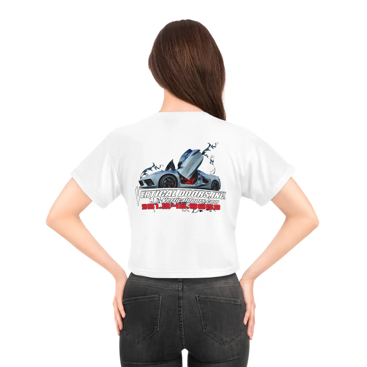 Women's T-Shirt - Corvette C8 Usa Color Flag 1 - Aop Crop Tee 7