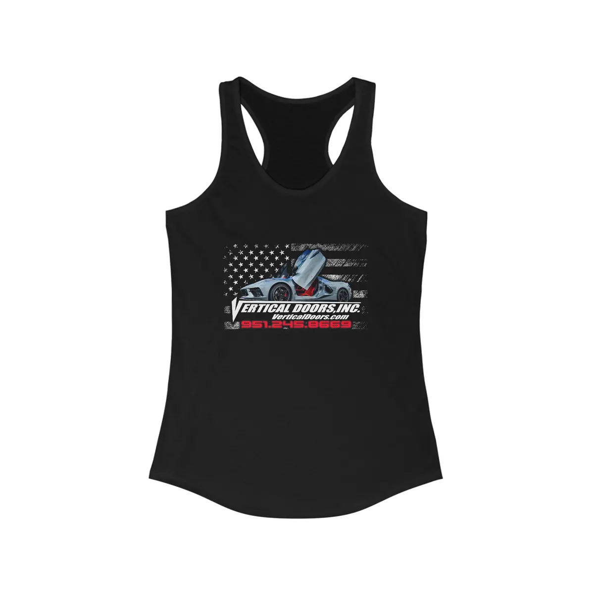 Women's Tank Tops - Corvette C8 Usa Flag Vertical H - Women's Ideal Racerback Tank 1