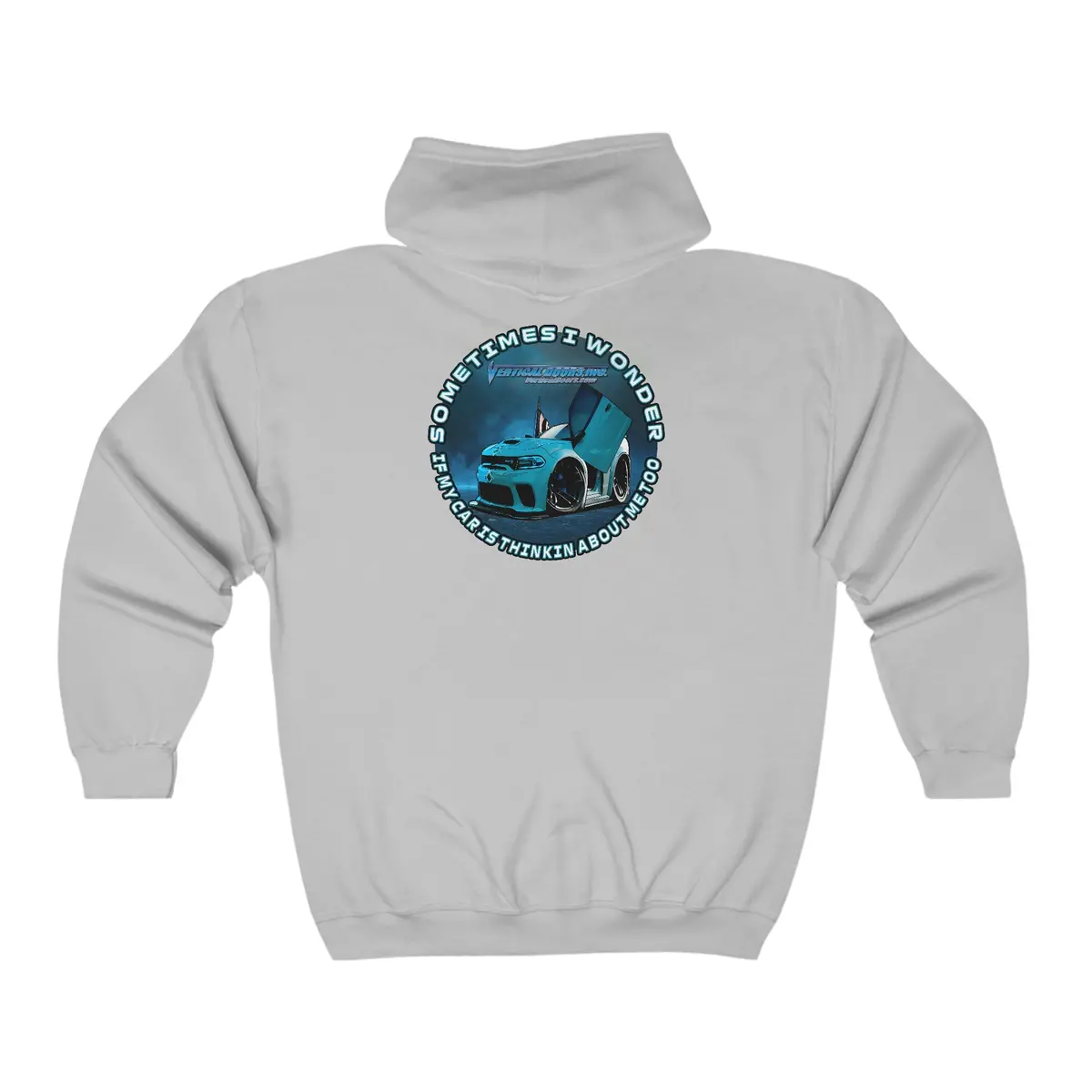 Zip Up Hoodies - Dodge Charger Sharkbait_717 - Sometimes I Wonder If My Car Is Thinking About Me Too - Unisex Heavy Blend™ Full Zip Hooded Sweatshirt 2