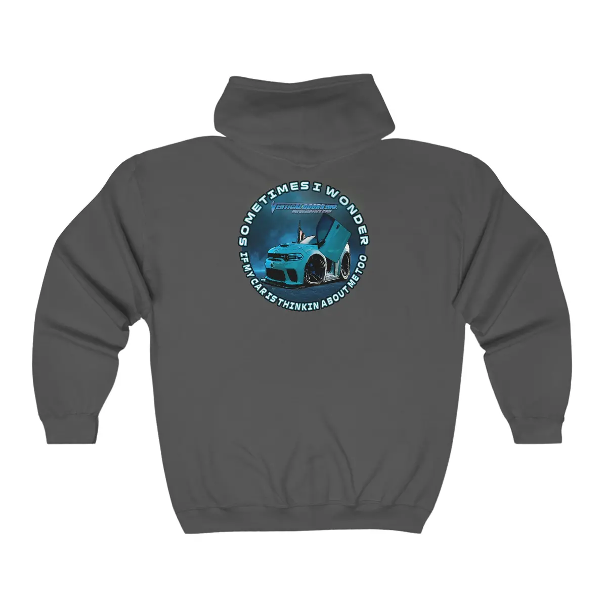 Zip Up Hoodies - Dodge Charger Sharkbait_717 - Sometimes I Wonder If My Car Is Thinking About Me Too - Unisex Heavy Blend™ Full Zip Hooded Sweatshirt 3