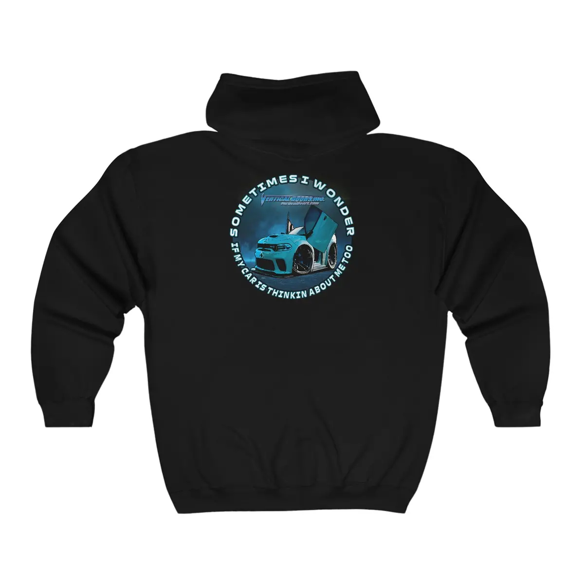 Zip Up Hoodies - Dodge Charger Sharkbait_717 - Sometimes I Wonder If My Car Is Thinking About Me Too - Unisex Heavy Blend™ Full Zip Hooded Sweatshirt 2