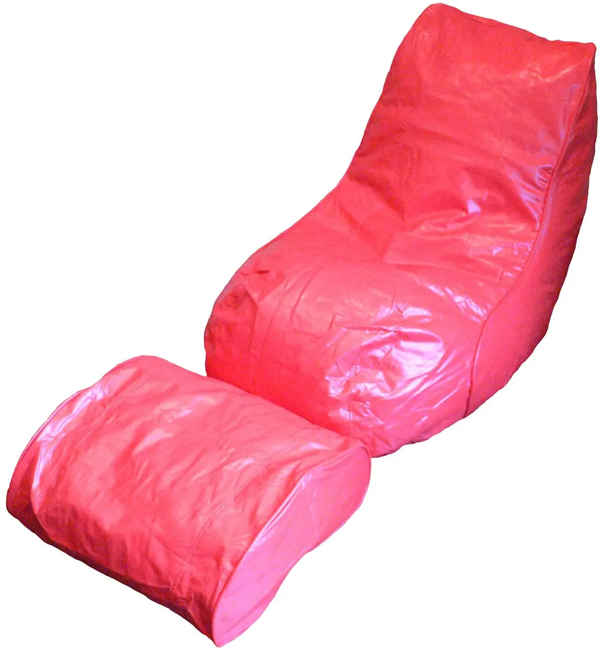 Boscoman - Adult Vinyl Beanbag Lounger W/Footrest Chair - Red - Cover Only 1