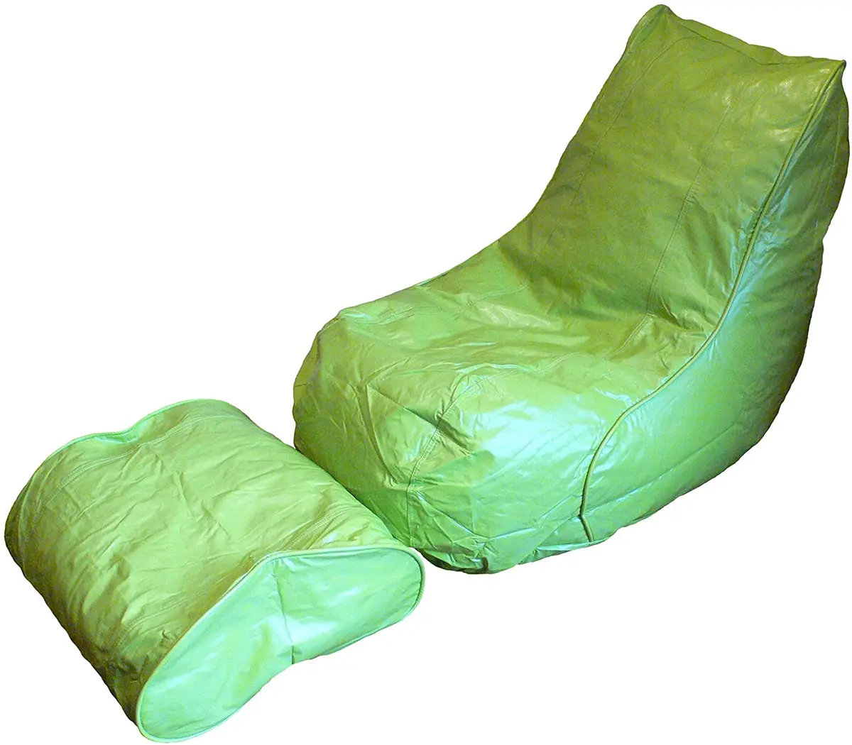 Boscoman - Adult Vinyl Beanbag Lounger W/Footrest Chair - Bud Green - Cover Only 1