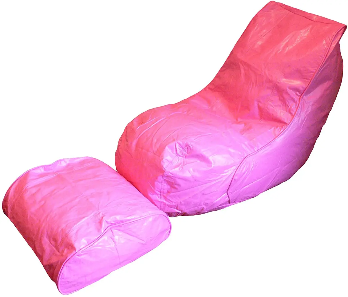Boscoman - Adult Vinyl Beanbag Lounger W/Footrest Chair - Pink - Cover Only 1