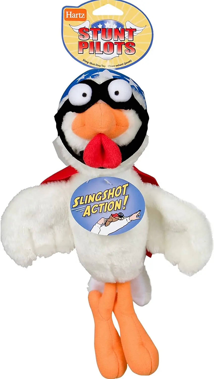 Hartz Stunt Pilots Plush Slingshot Chicken Dog Toy 1