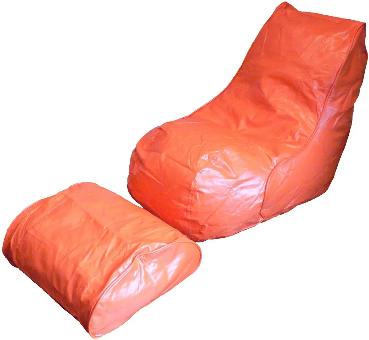 Boscoman - Adult Vinyl Beanbag Lounger W/Footrest Chair - Orange - Cover Only 1