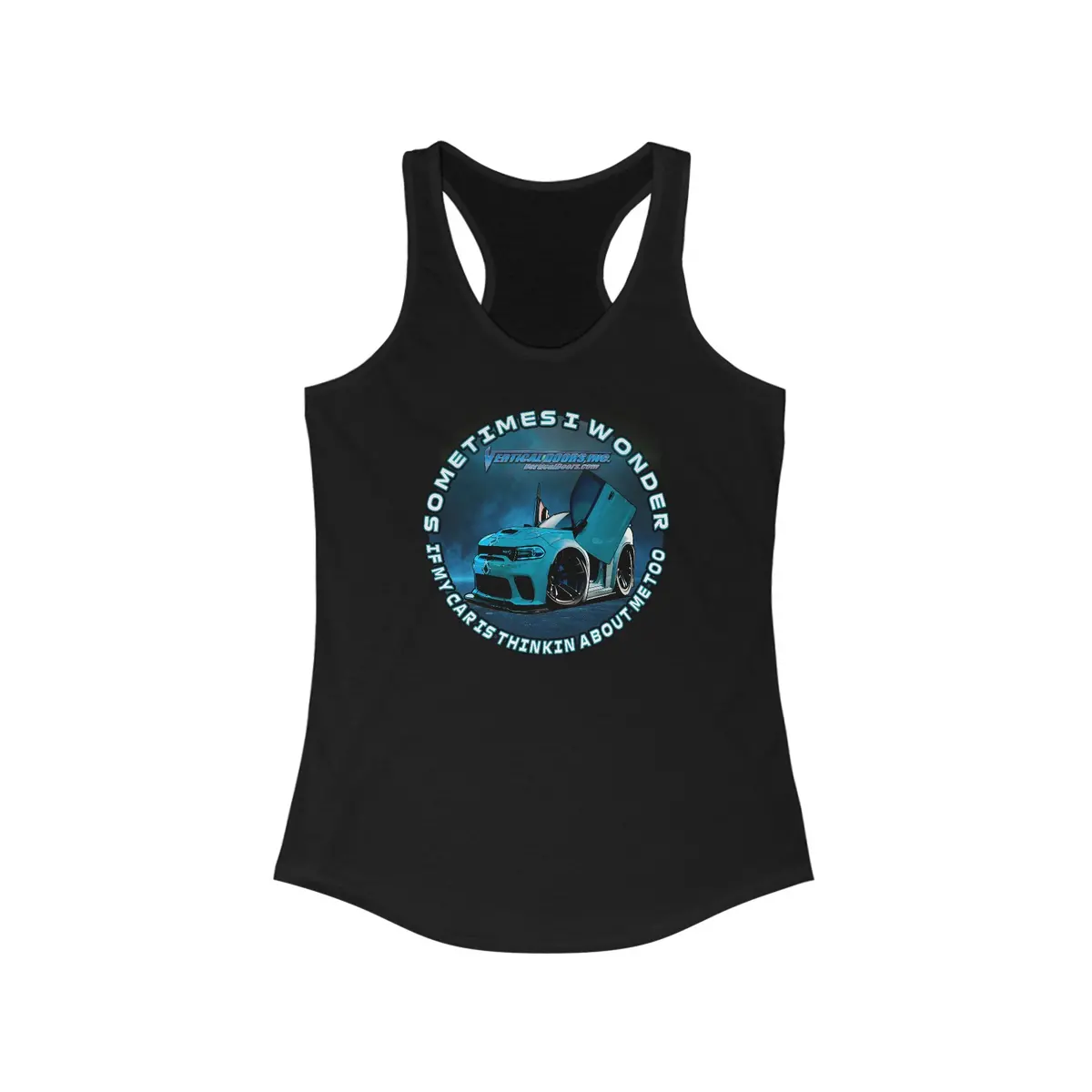 Women's Tank Tops - Dodge Charger Sharkbait_717 - Sometimes I Wonder If My Car Is Thinking About Me Too - Women's Ideal Racerback Tank 1