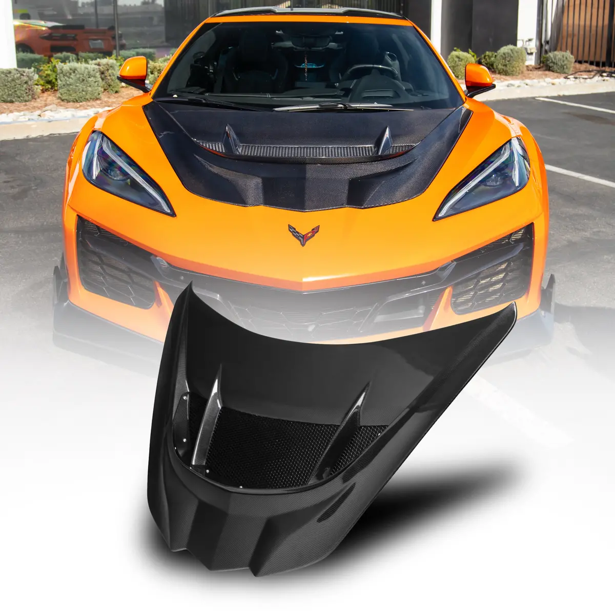 2020-2026 Corvette C8 Type-Zr1 Double Sided Carbon Fiber 2Pc Hood For Stingray/Z06/E-Ray 1