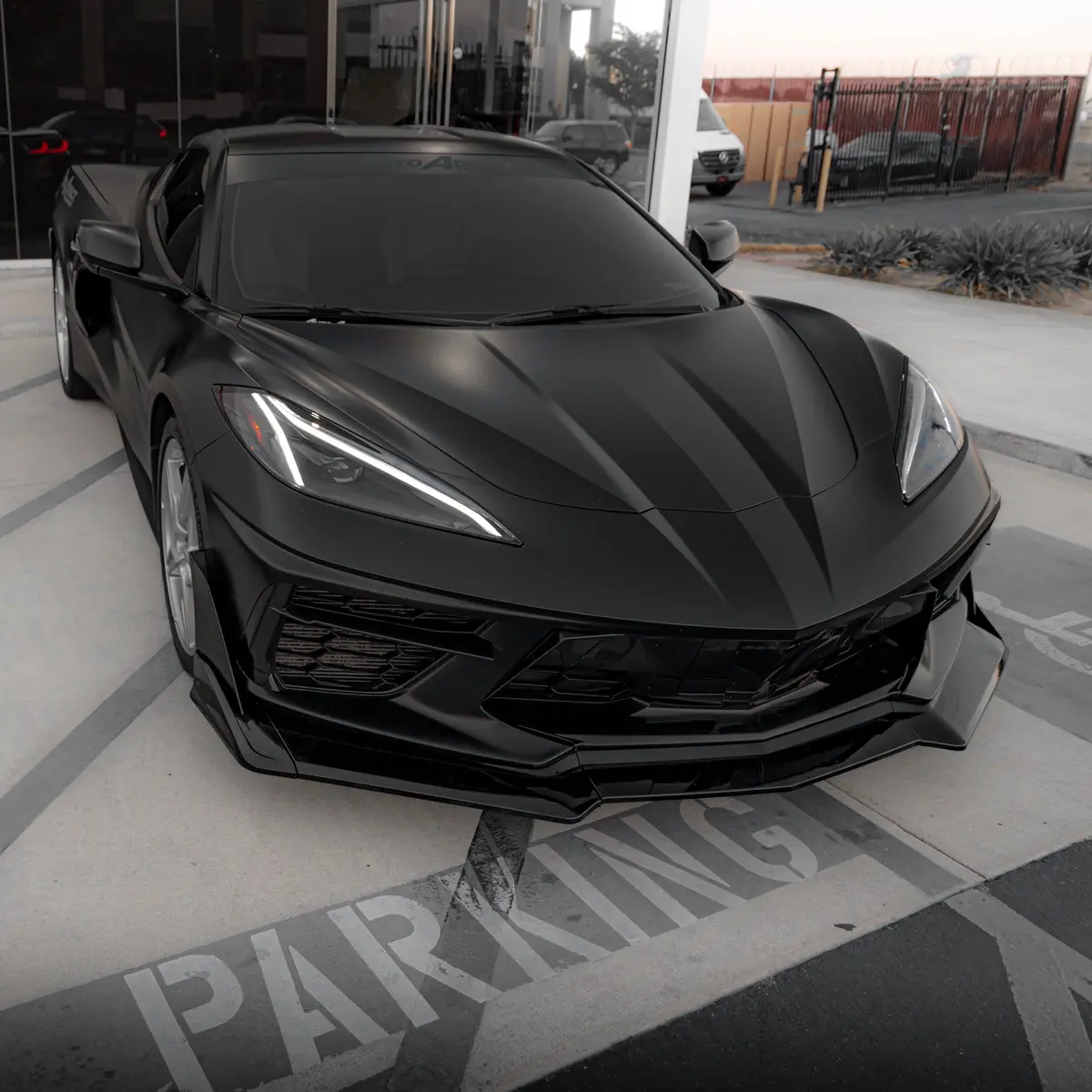 2020-2024 Corvette C8 Stingray Evo Style Front Lower Chin Splitter Gloss Black 1