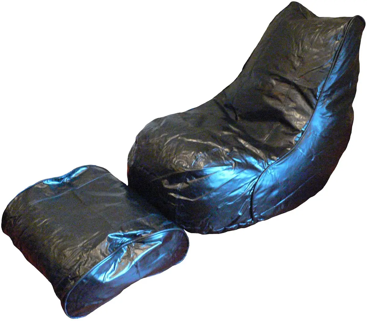 Boscoman - Adult Vinyl Beanbag Lounger W/Footrest Chair - Black - Cover Only 1