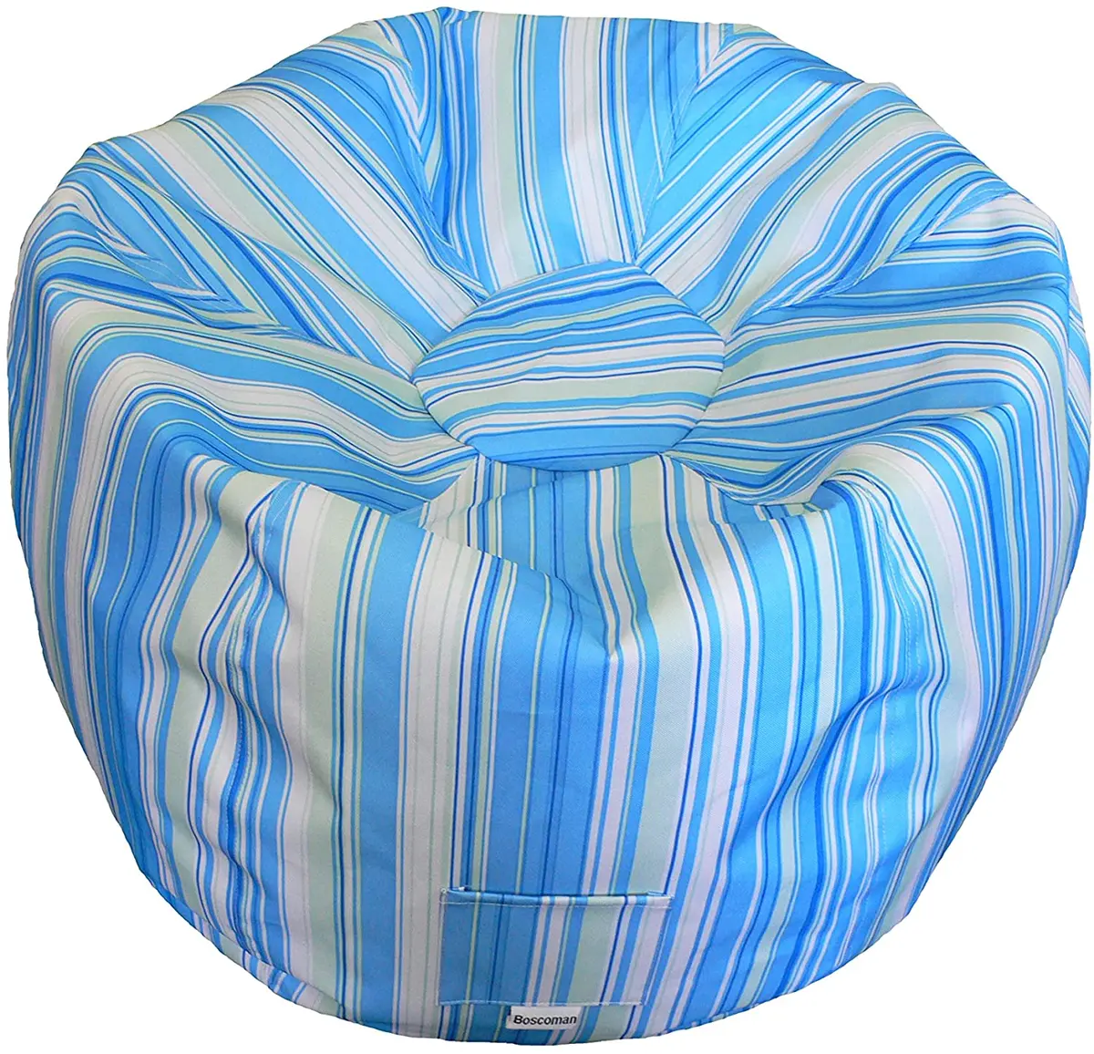 Boscoman - Adult Striped Round Beanbag Chair - Blue/Green - Cover Only 1