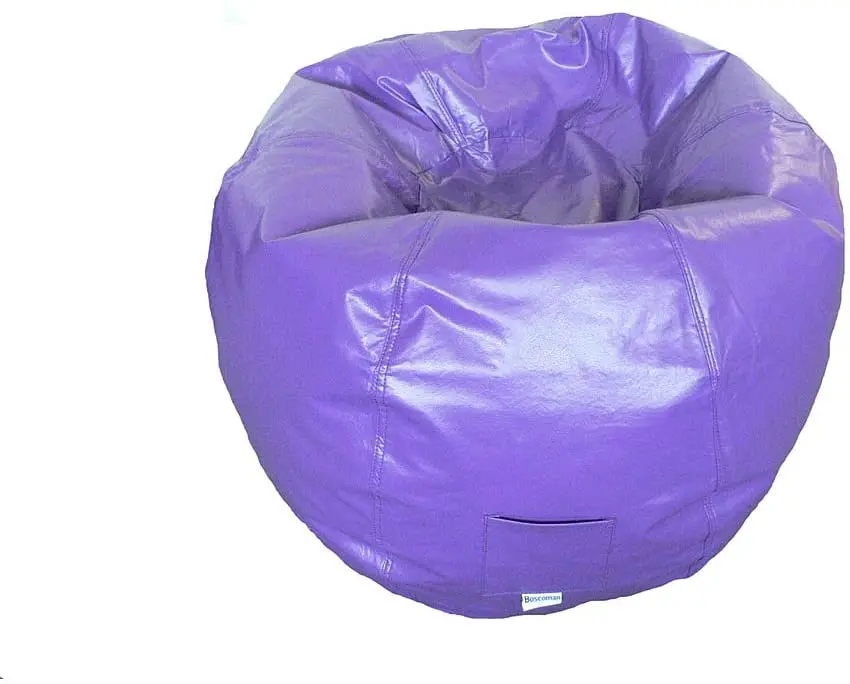 Boscoman - Adult Round Vinyl With Pocket Beanbag Chair - Purple - Cover Only 1