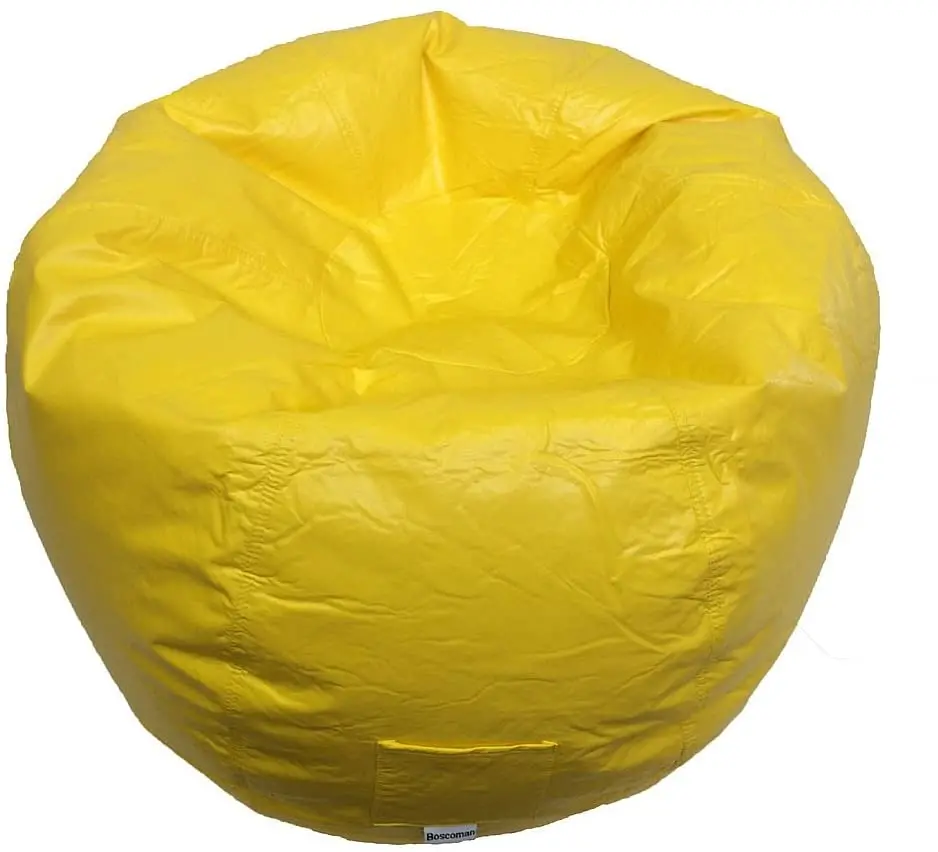 Boscoman - Adult Round Vinyl With Pocket Beanbag Chair - Yellow - Cover Only 1