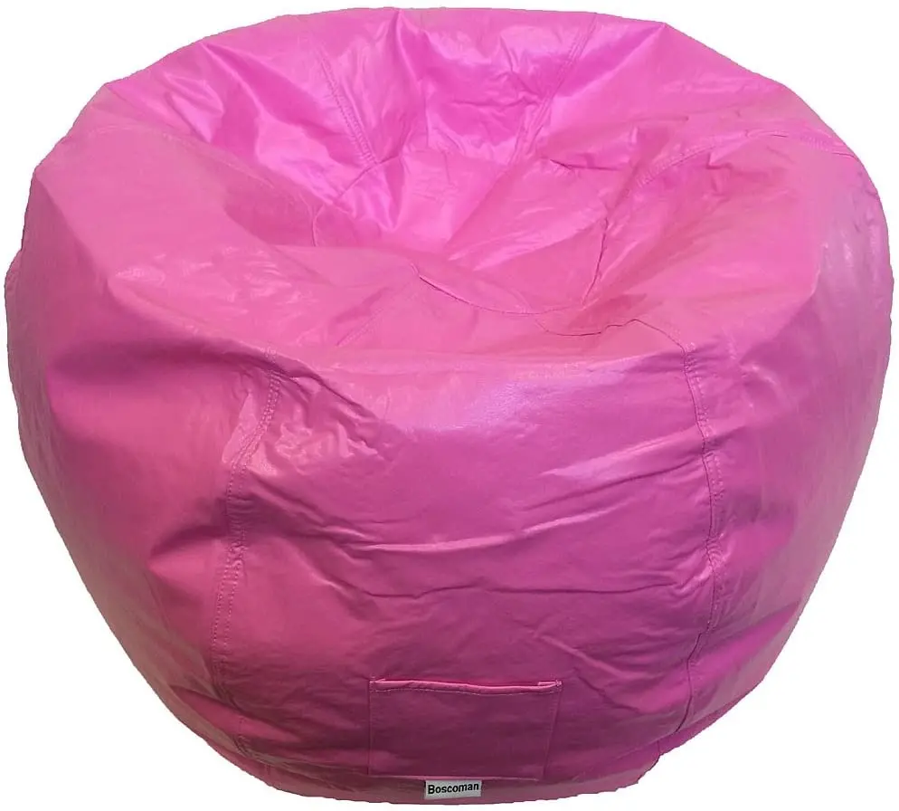 Boscoman - Adult Round Vinyl With Pocket Beanbag Chair - Pink - Cover Only 1