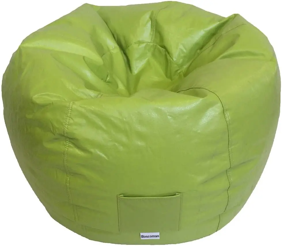 Boscoman - Adult Round Vinyl With Pocket Beanbag Chair - Bud Green - Cover Only 1