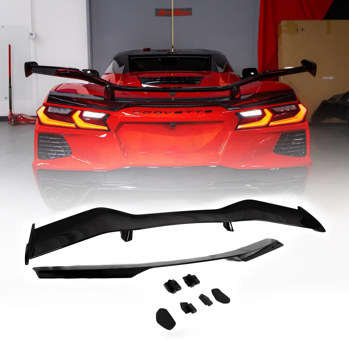 2020-2026 Corvette C8 Type-Z07 Style Rear Spoiler Aluminum 2Pc For Stingray 1