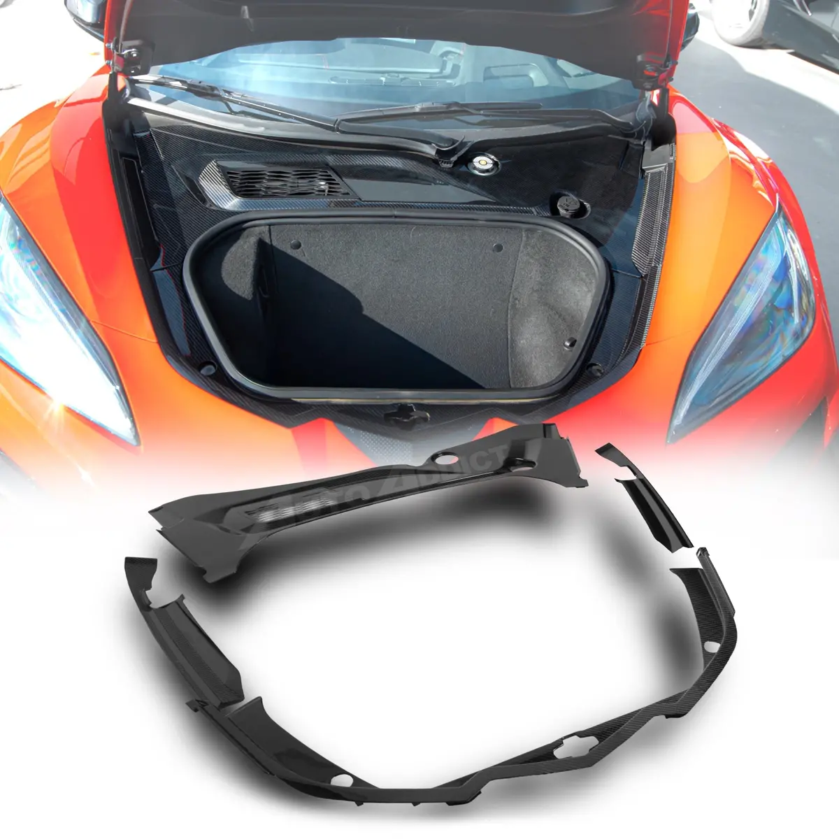 2020-2026 Corvette C8 Carbon Fiber Pre-Preg Front Frunk Surround Trim Kit 1