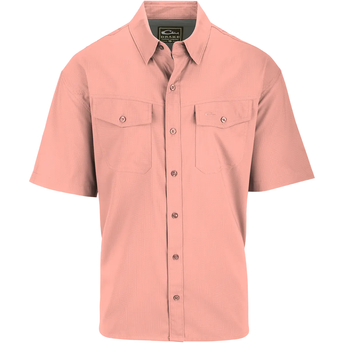 Traveler's Solid Dobby Button-Down Short Sleeve Shirt 1
