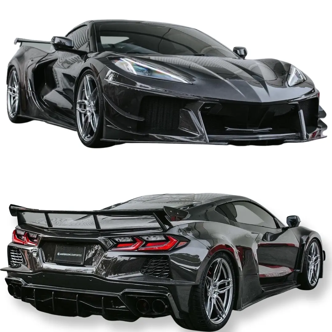 2020-2024 Corvette C8 Deluxe Wide Track Package Full Carbon Fiber Kit Bumper To Bumper 1