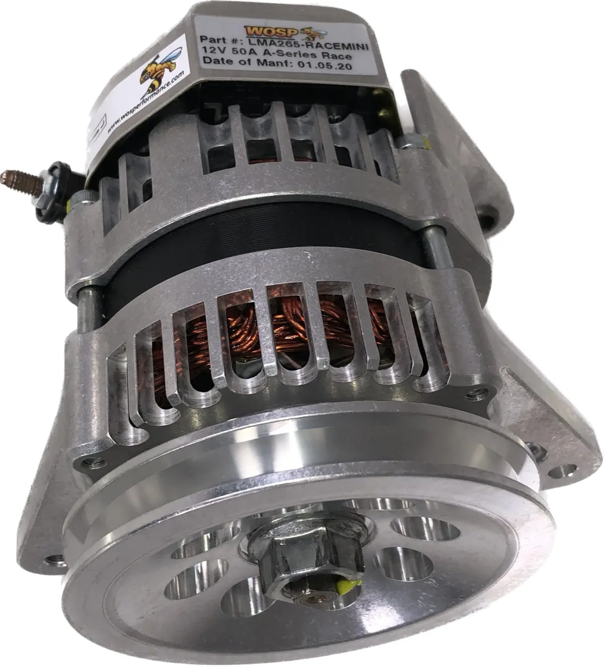 Wosp Lma265-Race Lucas Rh Mount 50A Race Alternator 'Big Pulley' 1