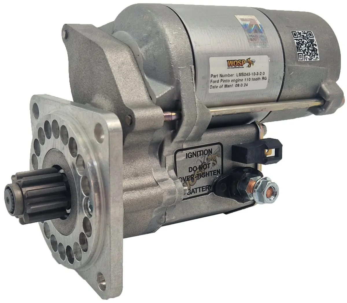 Wosp Lms043-10-3-2.0 Starter Motor 12V 2Kw Fits Ford Pinto Engine (110 Tooth Ring Gear) 10 Tooth / 3 Bolt Super-Duty Starter Motor 1