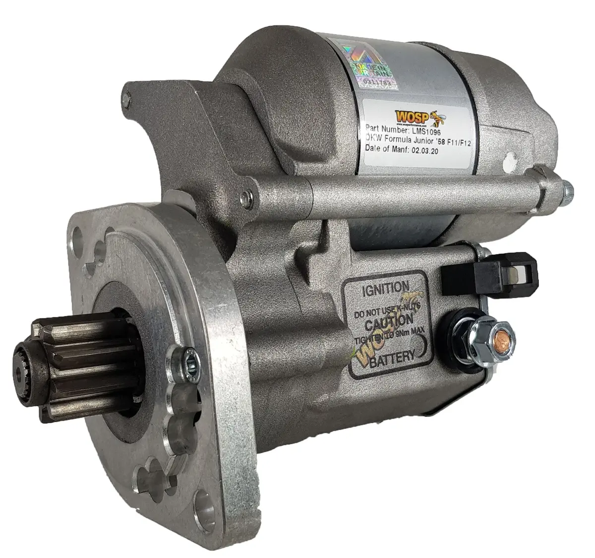 Wosp Lms1096 Starter Motor 12V 1.4Kw Fits Dkw Formula Junior '58 F11 / F12 High Torque Starter Motor 1
