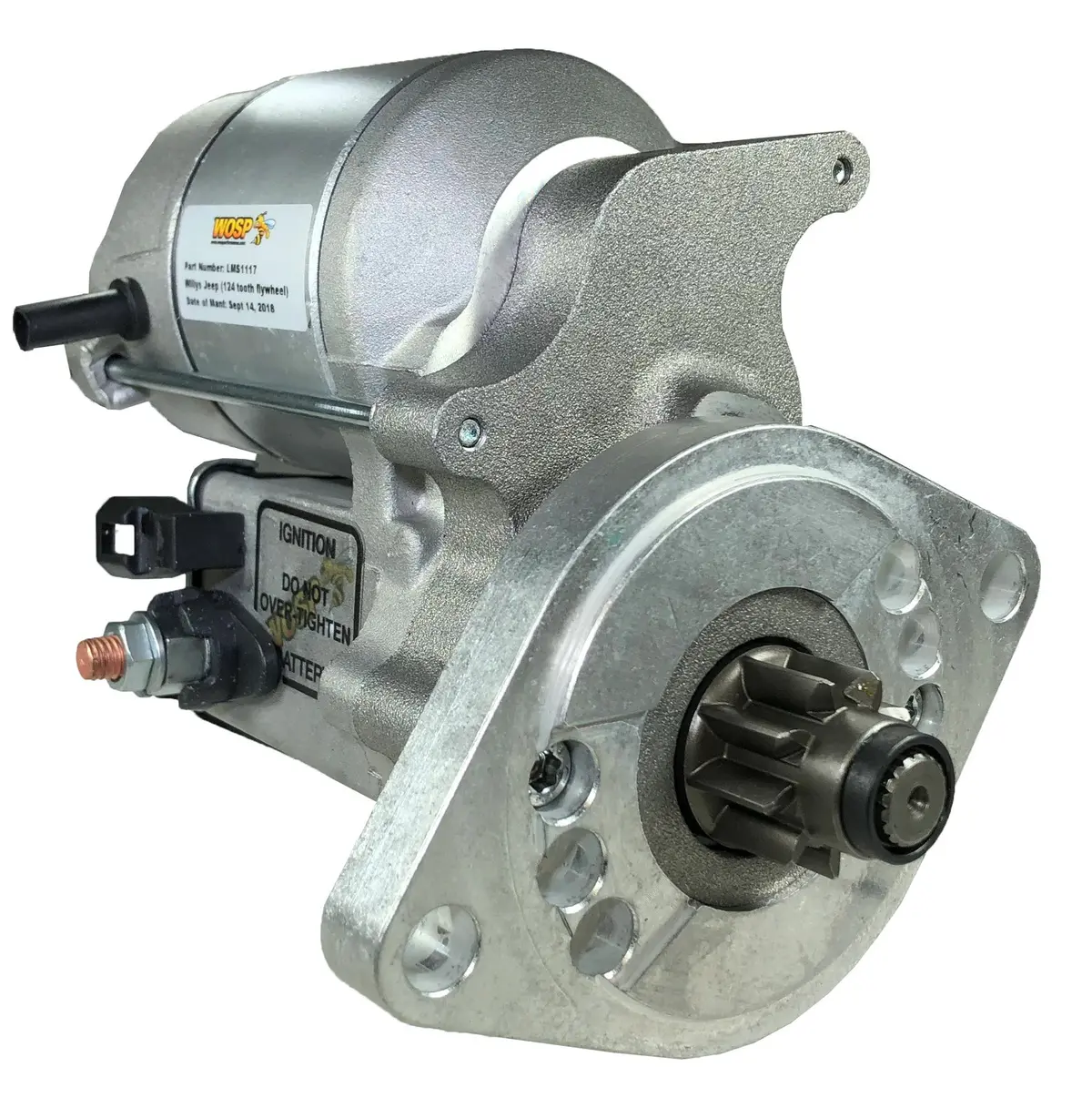 Wosp Lms1117 Starter Motor 12V 1.4Kw Fits Willys Jeep (124 Tooth) High Torque Starter Motor 1