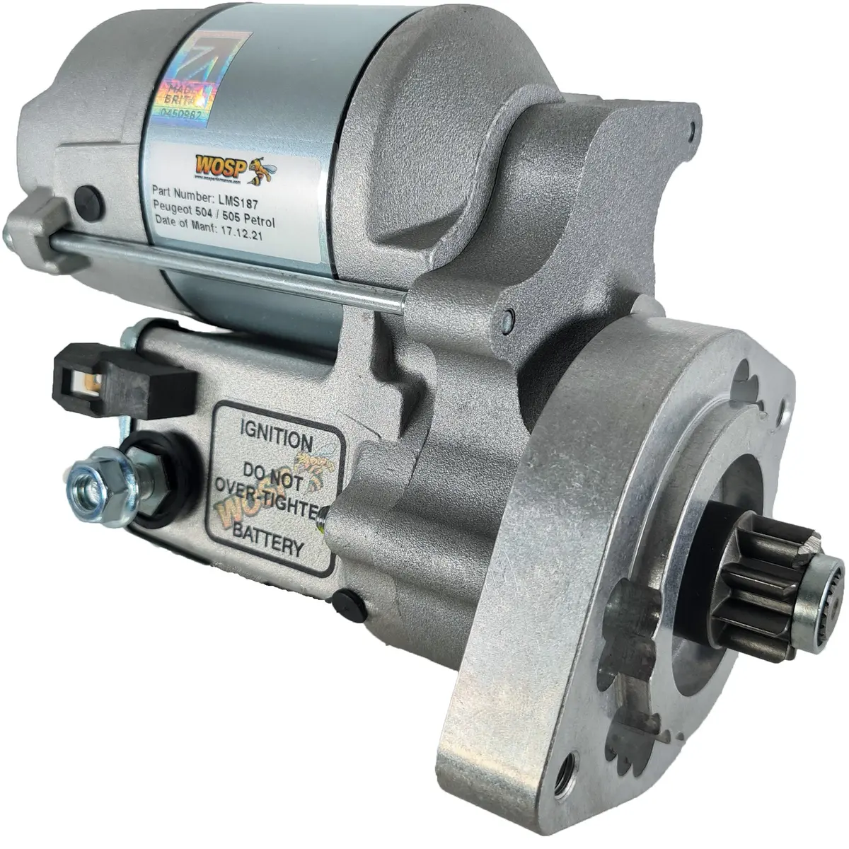 Wosp Lms187 Starter Motor 12V 1.4Kw Fits Citreom C25 / Fiat Ducato / Peugeot 504 & 505 / Talbot Express High Torque Starter Motor 1