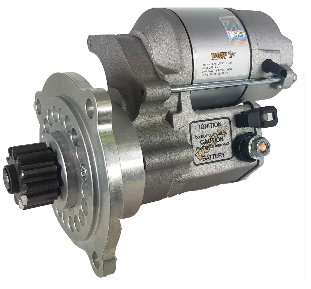 Wosp Lms519 Starter Motor 12V 1.4Kw Fits Land Rover Series 1 '48 - '54 (Flange Mount) High Torque Starter Motor 1
