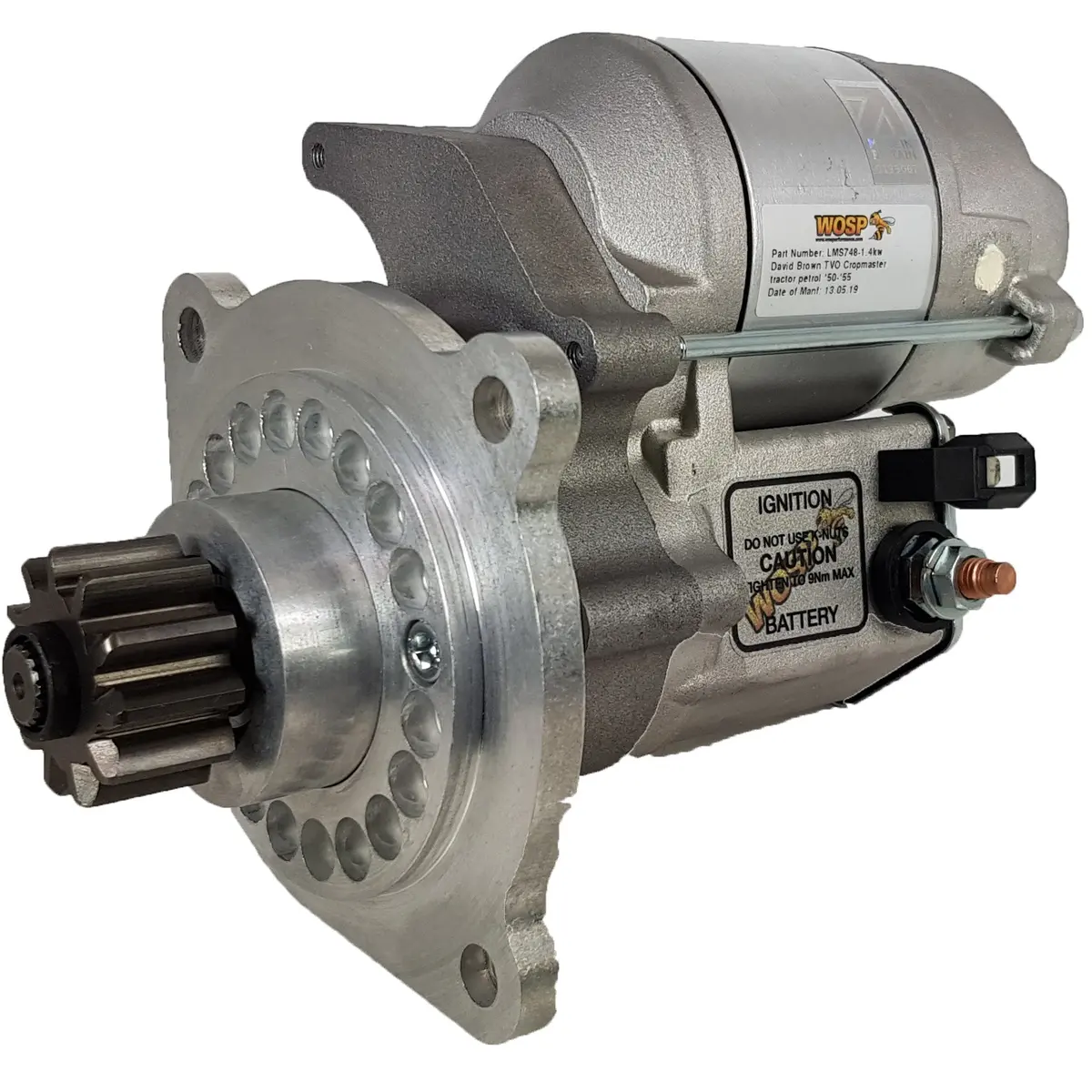 Wosp Lms748 Starter Motor 12V 1.4Kw Fits David Brown Cropmaster Tractor (Petrol) High Torque Starter Motor 1