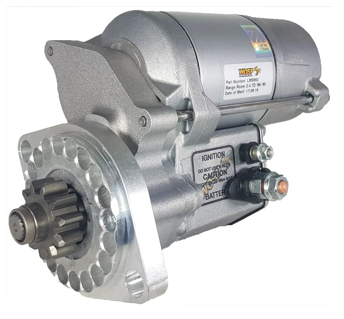 Wosp Lms992 Starter Motor 12V 2Kw Fits Bmw Marine / Hatz Various / Land Rover 2.4 & 2.5 Diesel High Torque Starter Motor 1