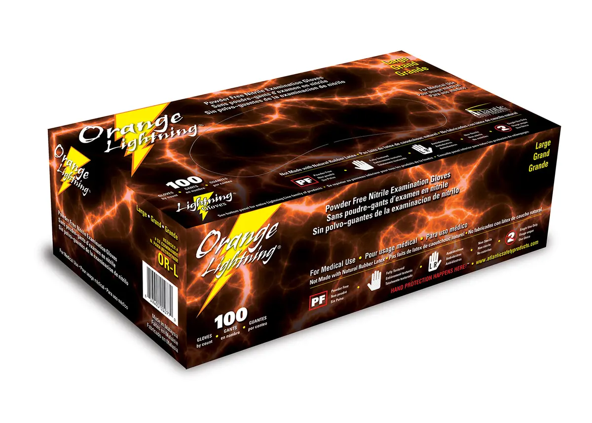 Orange Lightning Nitrile Gloves 1