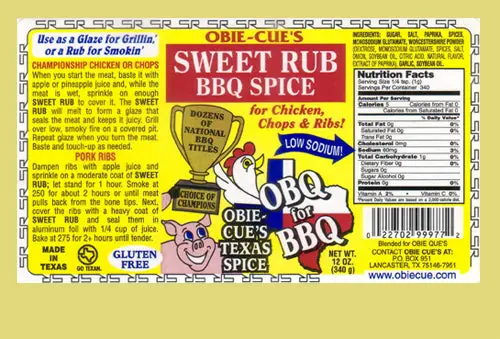 Obie Cue’S Sweet Rub Bbq Spice 1