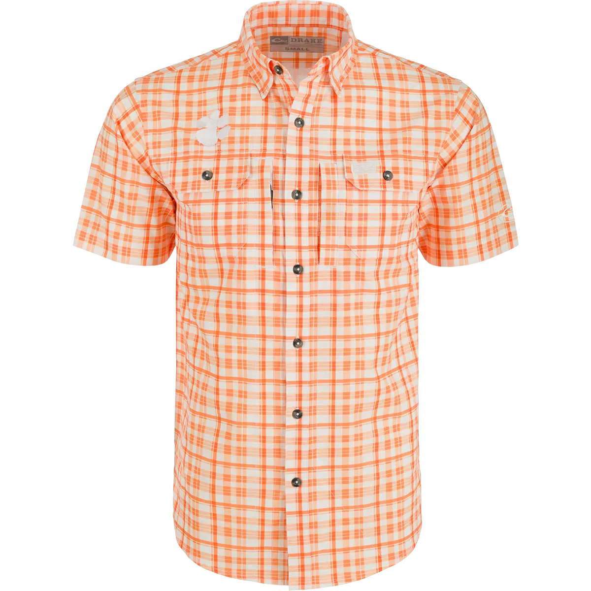 Clemson Hunter Creek Windowpane Plaid Short Sleeve Shirt 1