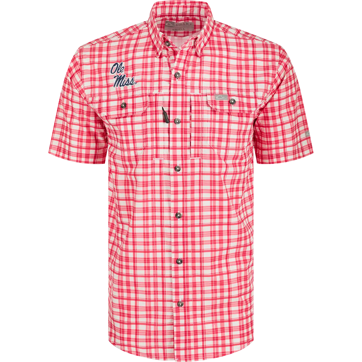 Ole Miss Hunter Creek Windowpane Plaid Short Sleeve Shirt 1