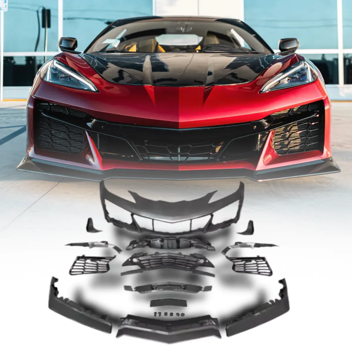 2020-2024 Corvette C8 Stingray Z06 Track Package 15Pcs Full Conversion Front Bumper Body Kit 1