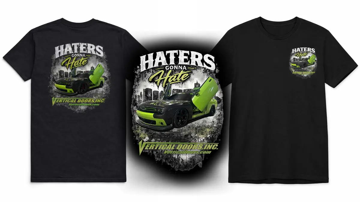 T-Shirt - Dodge Challenger - Haters Gonna Hate - Unisex Short Sleeve Tee - Featuring Hulk_Smash_Rt 1