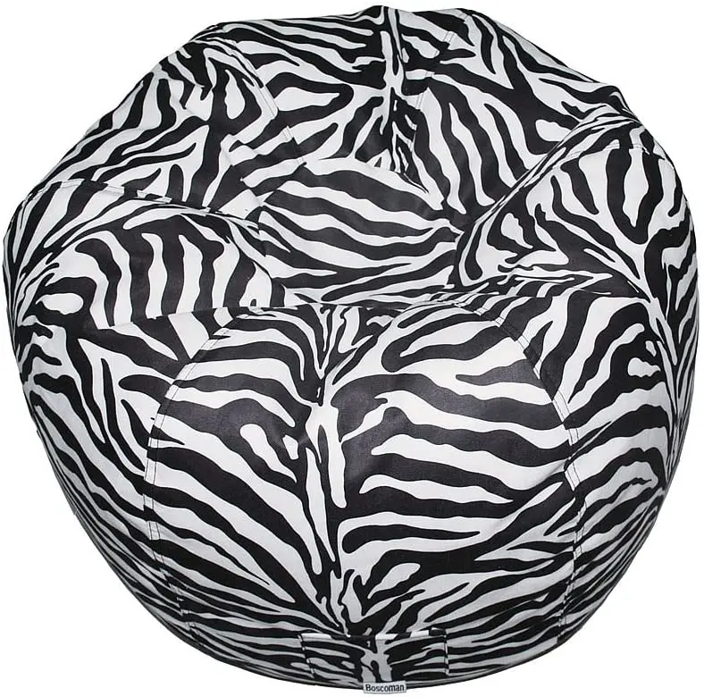 Boscoman - Teen Round Faux Suede Animal Print Zebra Beanbag Chair 1