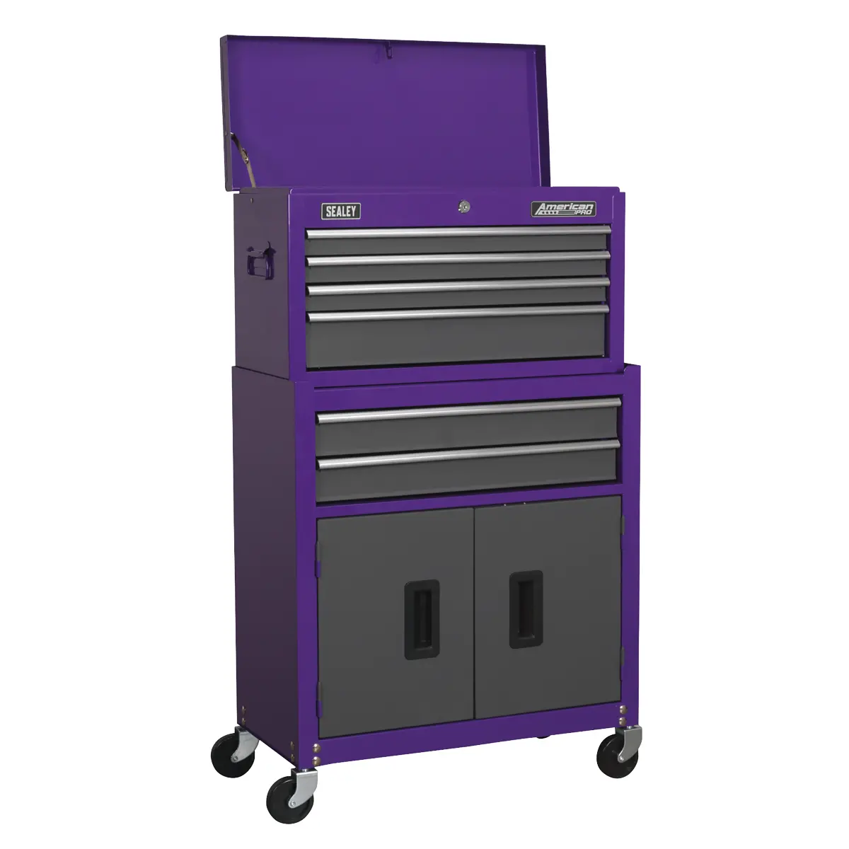 American Pro American Pro® Topchest & Rollcab Combination 6 Drawer - Purple/Grey Ap2200bbcp 1