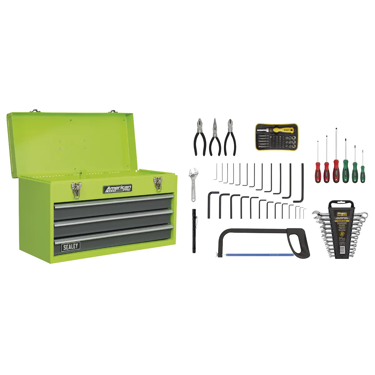 American Pro American Pro® Tool Chest 3 Drawer With 93Pc Tool Kit Ap9243bbhvcom 1