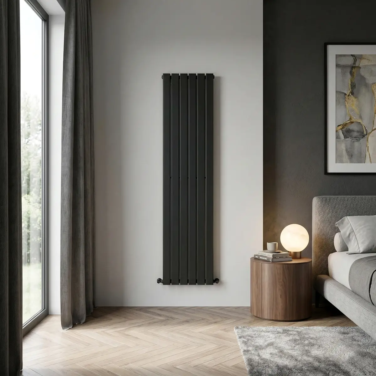 Baridi Vertical Radiator Contemporary Double Flat Panel Design 420 X 1800Mm – Black Dh354 2