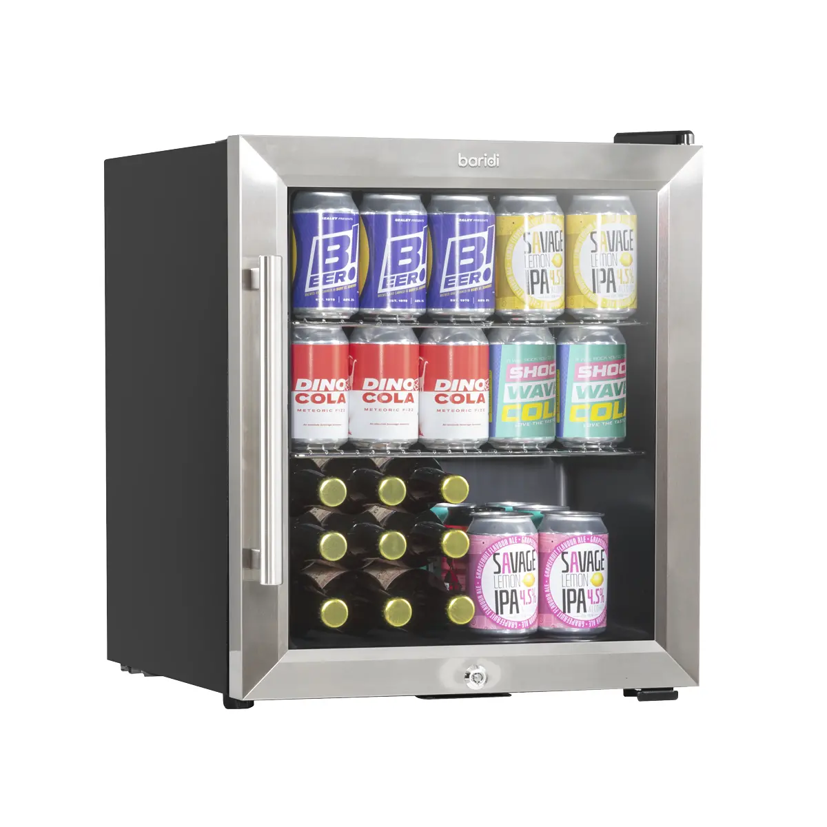 Baridi Mini Tabletop Beer & Drinks Fridge 50L Capacity - Stainless Steel Dh75 1