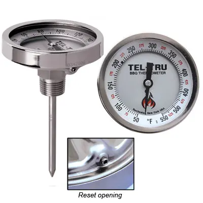 Tel-Tru Smoker Thermometer 3" Aluminum Dial Bq300r, 4" Stem 1