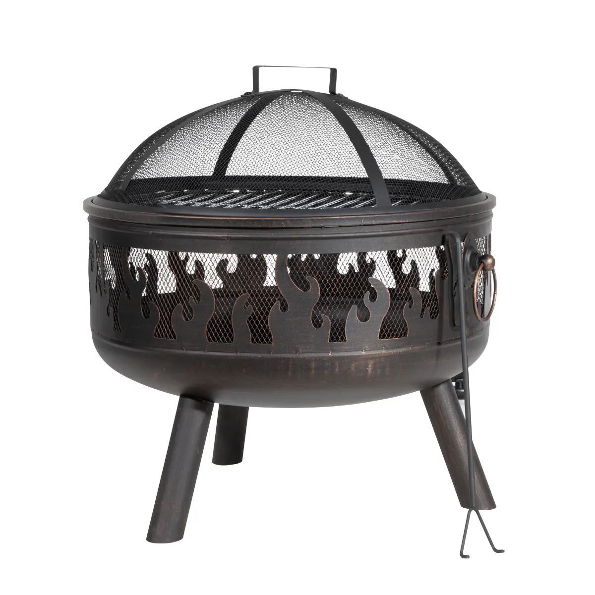 Dellonda Deluxe Fire Pit Fireplace Outdoor Patio Heater, Cooking Grill & Poker 61Cm Dg117 1