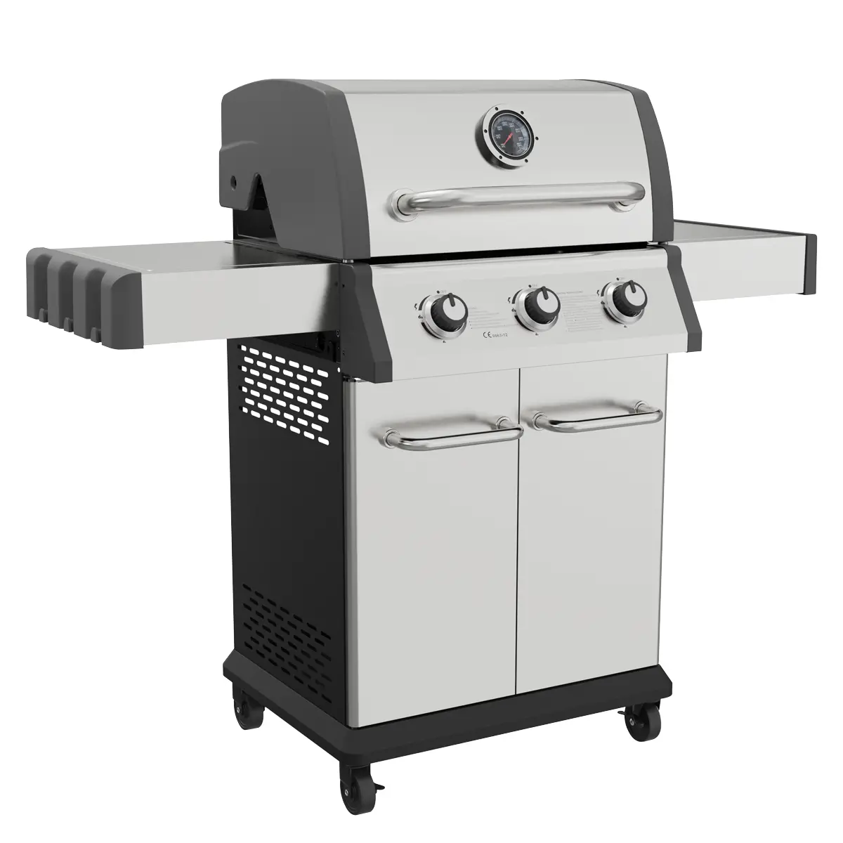 Dellonda 3 Burner Deluxe Gas Bbq Grill With Piezo Ignition & Thermometer - Stainless Steel Dg16 1
