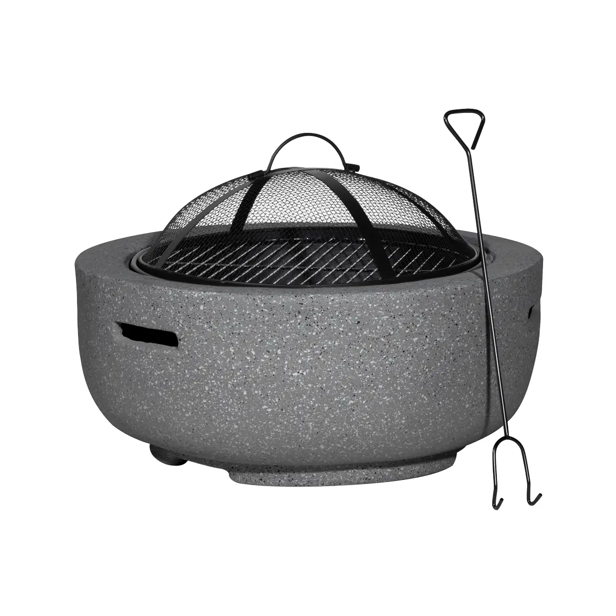Dellonda Round Mgo Fire Pit With Bbq Grill & Safety Mesh Screen 60Cm - Dark Grey Dg189 1